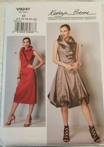 Vogue 9241 KATHRYN BRENNE Sewing Pattern COLLAR DRESS Sz 14-22 or 6-14 