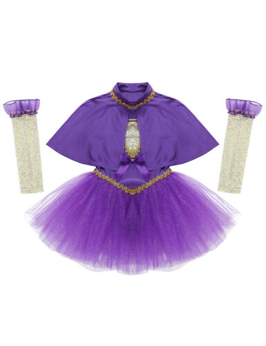 Kids Girls Greatest Party Show Fancy Dress Cosplay Costume Cape Top+Skirt Set