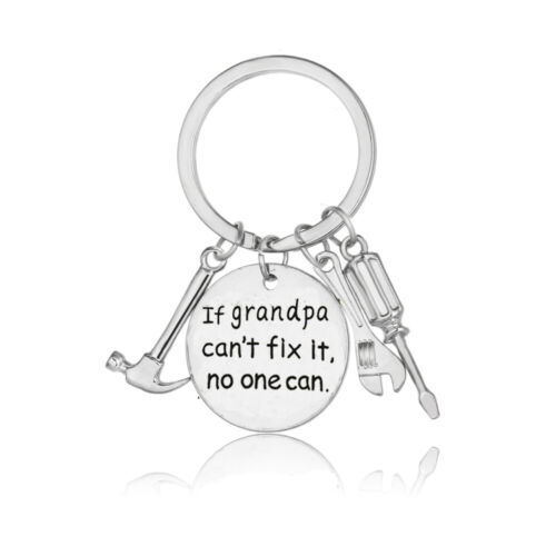 Family Keyring Dad Hero Daddy Papa Heart Dog Tag Keychain Father Birthday Gifts