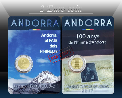 Commemorative coins ANDORRA 2 x 2 EURO 2017 BU ANTHEM + PYRENEAN COUNTRY 