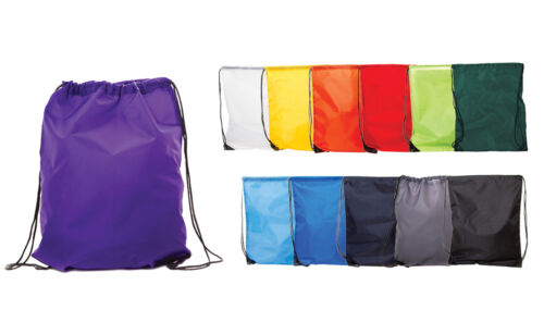 Wholesale coloured drawstring rucksack bag PE bagpack swim gym school 1-250 bulk