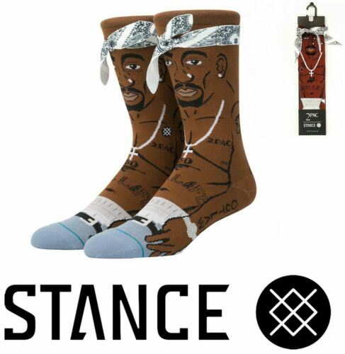 FREE SHIPPING! Brown STANCE 2PAC Tupac socks Men/'s size L bandana,Rap