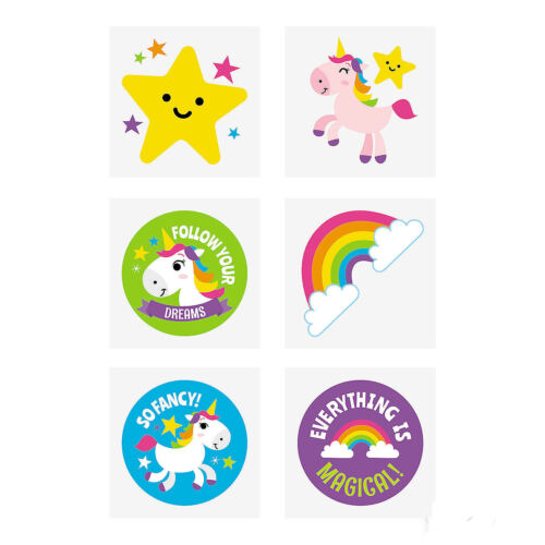 Details about  / 72 UNICORN Rainbow Kids TATTOOS Pony Birthday Party Favors Temporary