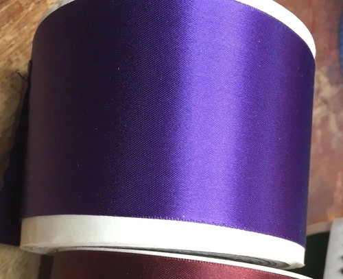 VINTAGE 2 1//4/" FRENCH Double Sided SATIN RAYON blend 1yd Ribbon