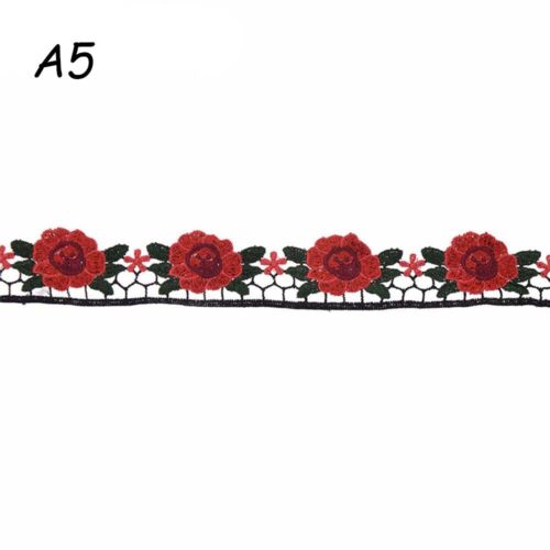 1 Yard Colorful Rose Flowers Polyester Lace Trim Embroidered  Ribbon For Sewing