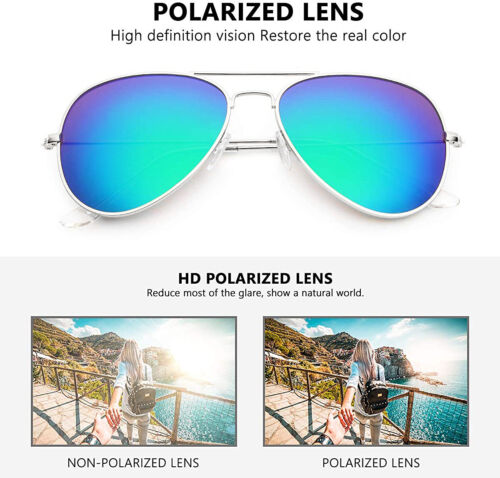 2 Pairs Men Women Aviator Pilot Style Polarized Driving UV400 Sunglasses w// Case