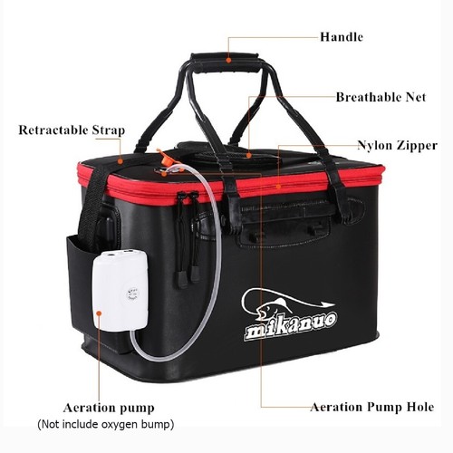 EVA Foldable Waterproof Carp Fishing Bucket Live Fish Container Camping Sur