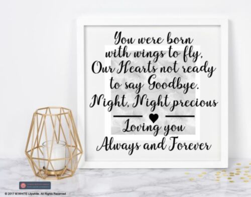 You were born with wings to fly Baby Memorial Vinyl sticker for Box Frame
