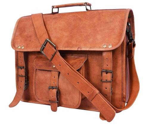 LARGE Leather messenger bag laptop bag computer case shoulder bag men Carry on