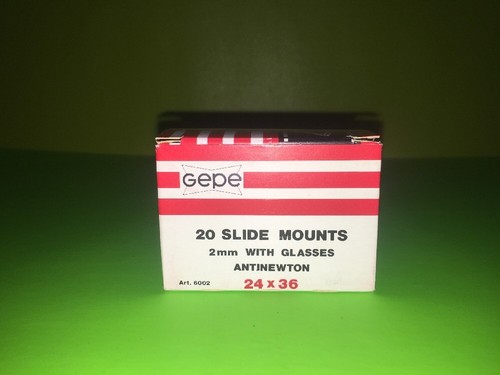 GEPE Anti-Newton 24 X 36 2mm Slide Mounts 20 Count New Open Box GEPE Anti-Newton 24 X 36 2mm Slide Mounts 20 Count New Open Box