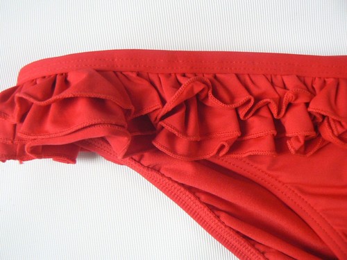 MYLEENE KLASS Red Ruffle Frilled Bikini Bottoms Briefs Swimwear Size 16 18 20