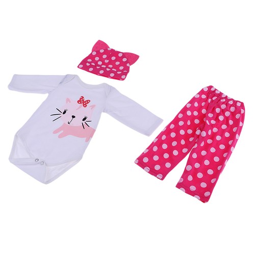 süße Druck Kleidung Anzug rosa für 22-23inch Reborn Puppe Outfit Zubehör