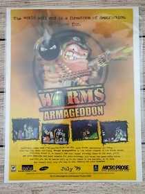 Worms Armageddon PS1 Nintendo 64 N64 Playstation 1 Dreamcast PC Promo Ad Poster