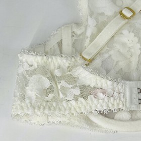 Agent Provocateur Stevie White Ivory Cream Gold French Lace Plunge Bra 34C READ