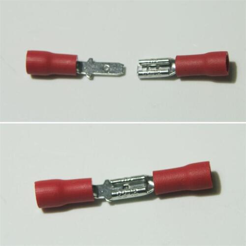 100 Paar Kabelschuhe Stecker & Buchse rot 2,8 x 0,5mm für 0,5-1,5mm² Kabelschuh 