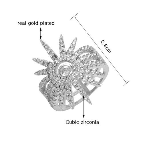 Hollow Multi Layer Cubic Zirconia Star Rings Women Cocktail Fashion Jewelry