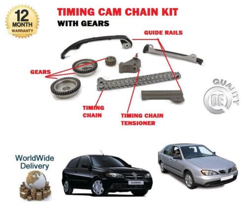 gears /> timing cam chain kit primera P11 1.5 1.8 1999 Pour nissan almera N16