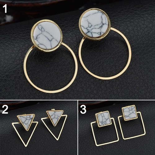1 Paires Femmes Dame Fille Boucles D/'oreilles marbre motif géométrique Ear Stud Boucles d/'oreilles pendantes