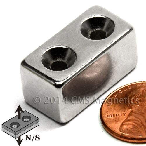 8 PC Neodymium Magnet Block N42 1/"x1//2/"x1//2/" w// 2 #6 Countersink Holes