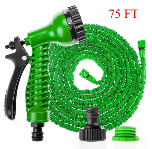 75-200 FT Long Retractable Expandable Expanding Garden Hose Pipe With Spray Gun 