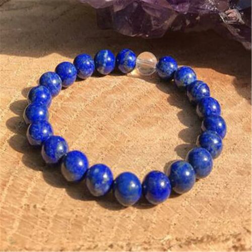 8mm Natural Lapis Lazuli Handmade Mala Bracelet Healing Chakas Meditation 