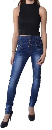 Damenjeans Hochschnitt Röhrenjeans Stretch Jeans Corsagenjeans Hose 028