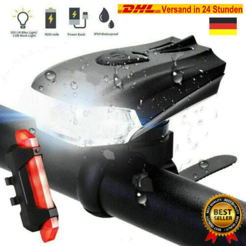 Details about   Fahrradlicht USB LED Fahrradbeleuchtung Set Fahrad Scheinwerfer Rücklicht Lampe 