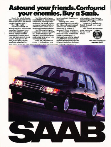 1990 Saab 9000CD Sedan Vintage Advertisement Ad P54