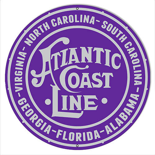 Atlantic Coast Line Railroad Herald Reproduction Sign 14"x14" Round 