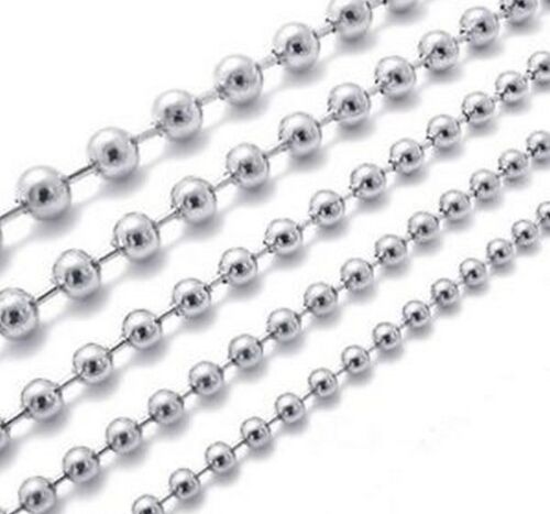 24 inches More Size 1.5mm-6mm Stainless Steel ball Necklace Chain Dog Tag Milit 