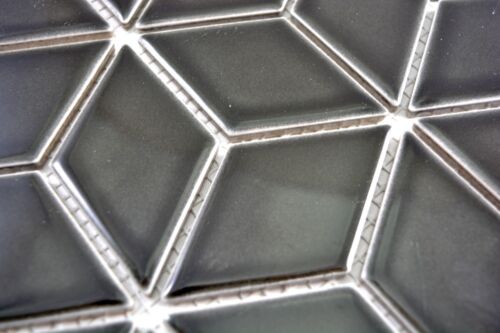 Mosaik Fliese Keramik schwarz 3D Würfel uni schwarz glänzend WB13OV-0301