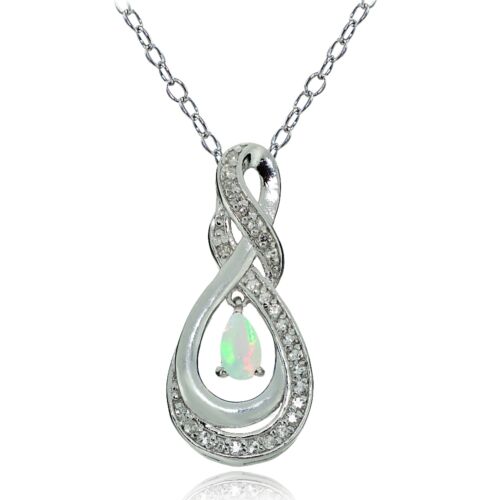 6 Options Sterling Silver Gemstone Infinity Twist Teardrop Necklace