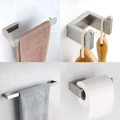 Four Piece Bathroom Accessories Set Stainless Steel Wall Mounted Brushed Nickel