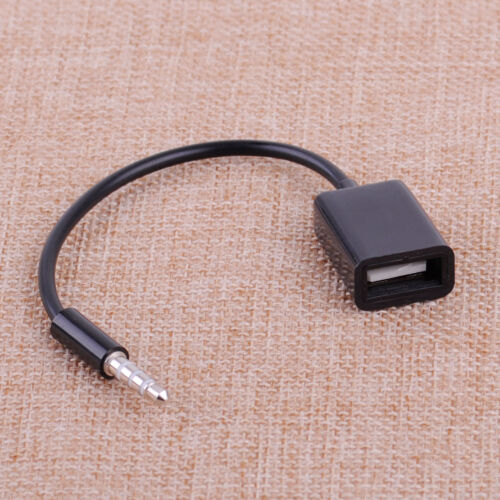Black Car 3.5mm MP3 AUX Audio Plug Jack To USB 2.0 Female Converter Cord Cable
