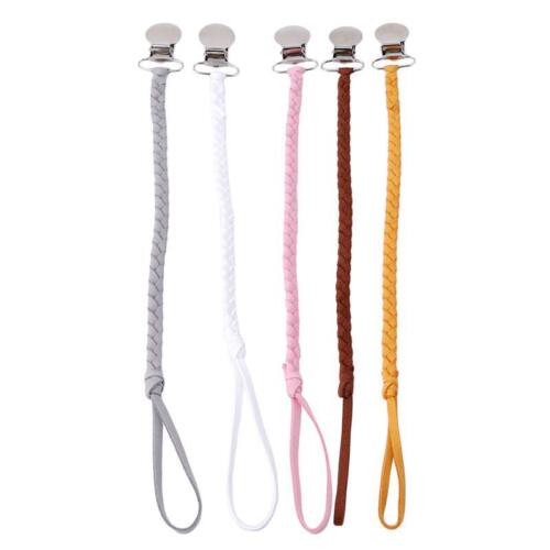 Baby Braided Leather Pacifier Clips Holder  Anti-off Chain Strap Bow Headband G