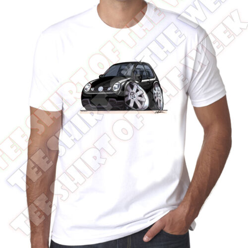 WickedArtz Cartoon Car Black Lupo Mens 100/% Cotton White  T-shirt