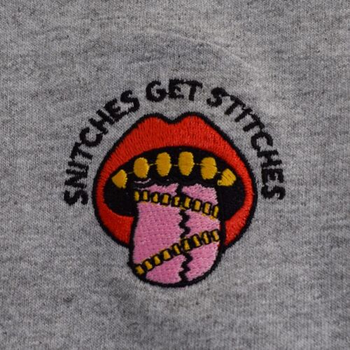 Snitches get Stitches Heather Grey Urban Street Tee T-shirt by Actual Fact