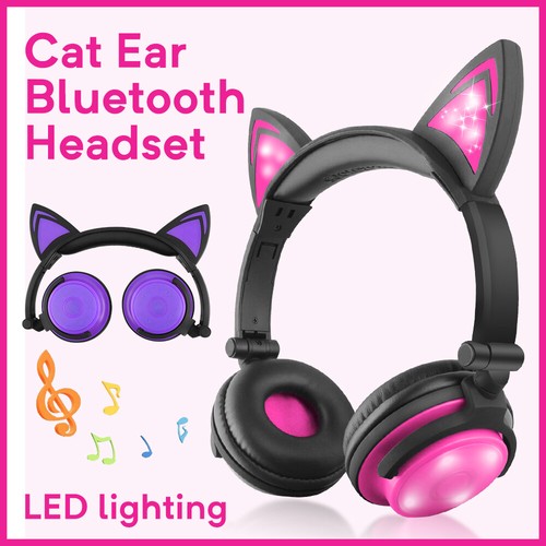 Cat Ear Bluetooth-Kopfhörer LED-Leuchten Drahtloser Kopfhörer-Headset mit Mic