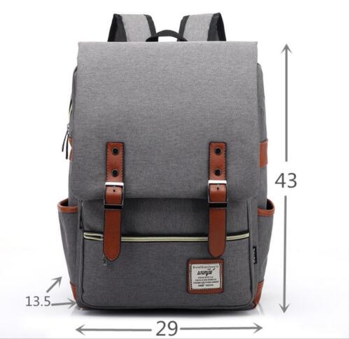 Women Men Canvas Backpack Laptop School Bag Rucksack Travel Satchel Shoulder Bag 