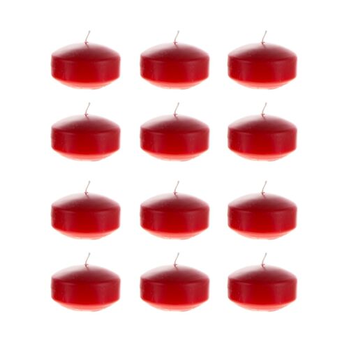 Mega Candles Red Set of 12 Unscented 2" Floating Disc Candles 