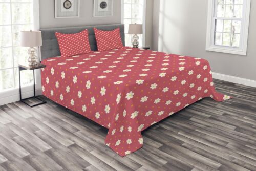 Artistic Pattern Daisy Print Details about  / Floral Quilted Bedspread /& Pillow Shams Set