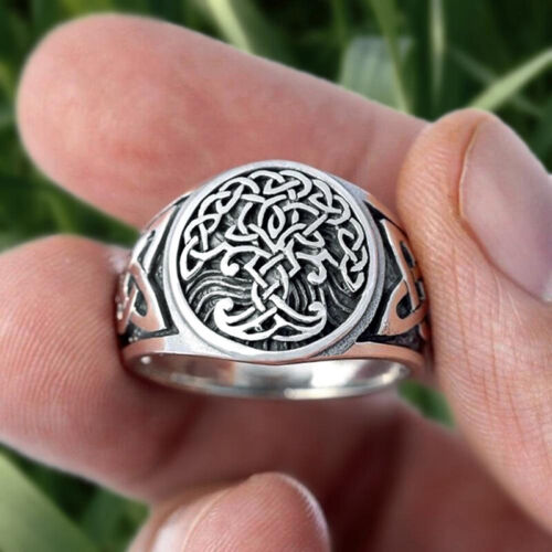 Viking Tree of Life Celtics Knotwork Ring Men/'s Stainless Steel Jewell OR