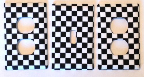 Checkered Black and White Switchplate//outlet covers