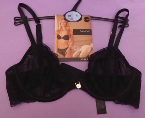 Marks & Spencer Rosie for Autograph 30C 30D 32A new black non-padded balcony bra 