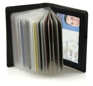 Leather Clear Plastic Sleeve Credit Card Insert Bifold Wallet ID Black Or Brown | eBay