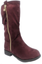 New Girls Kids Cute Zipper Flat Heel Mid Calf Slouch Comf Winter Boots Shoes