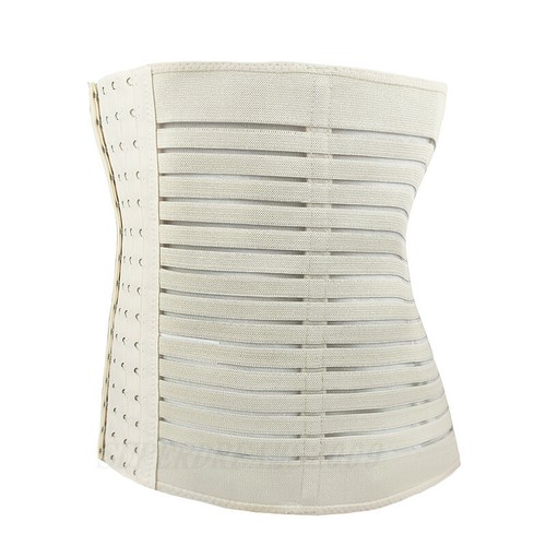 US Women Waist Trainer Cincher Underbust Boned Corset Stripe Band Shaper BRE