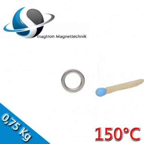 150°C Neodym Ringmagnet Ø 9,5 x 6,5 x 2,0mm N42SH Nickel