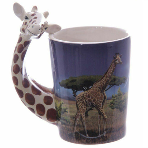 Animal Shaped Handle Ceramic Mug Tea Coffee Cup Novelty Gift Jungle Tropical 