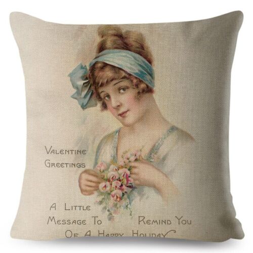 Europe Vintage Woman Lady Girl Print Throw Pillow Cushion Covers Linen Pillow 